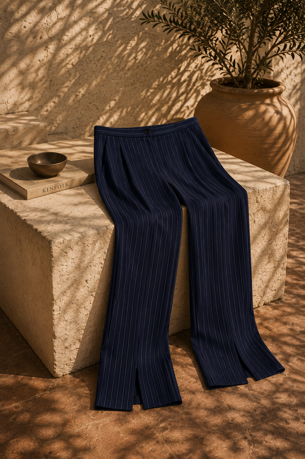The Navy Pinstripe Pants