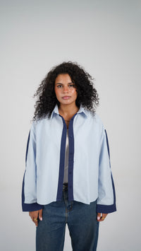 The Blue Stripe Shirt, worn