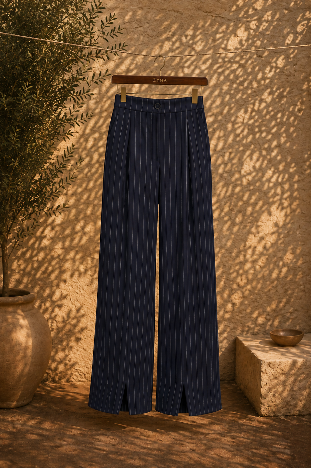 The Navy Pinstripe Pants